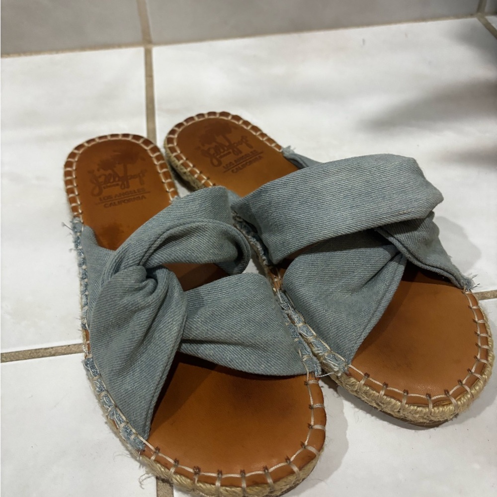 Jelly Pop Los Angeles  stone washed blue jean  Espadrille Sandals size 8